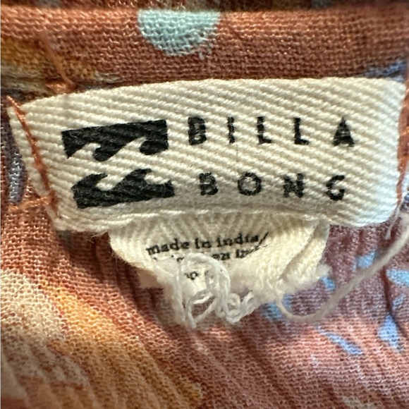 Billabong Floral Long Sleeve Dress - Orange and Cream - Picture 3 of 7